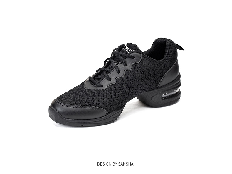 Sansha Women's Soft-Soled Mesh Dance Shoes for Modern Dance, Square Dancing, And Jazz Dancing, Breathable H26M Black Size 36 7