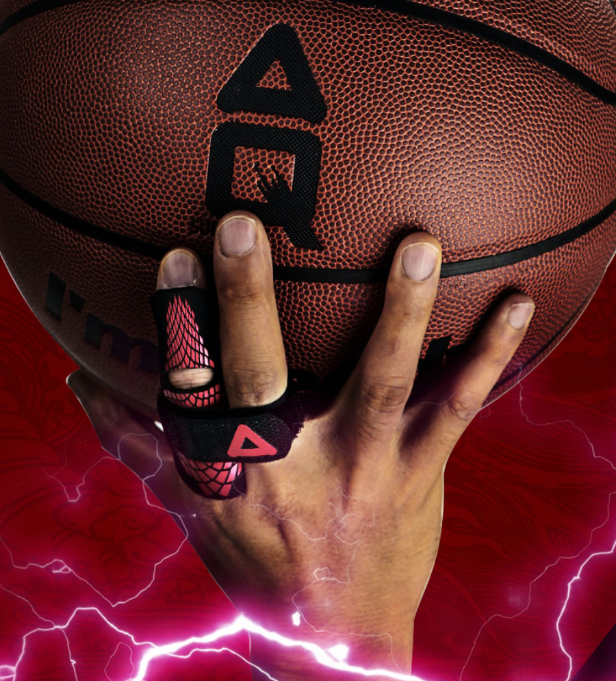 AQ Finger Immobilization Protective Sleeve for Sports, Basketball, Volleyball, Black And Red Dragon Scale Pressure-Fit Model, Single Pack B30928L/XL 2