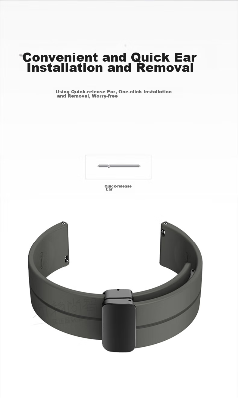 Watchbond Xiaomi Band Strap Compatible with Xiaomi Band 89 NFC Version, Liquid Silicone, Black, Magnetic Buckle, Silicone Band 6