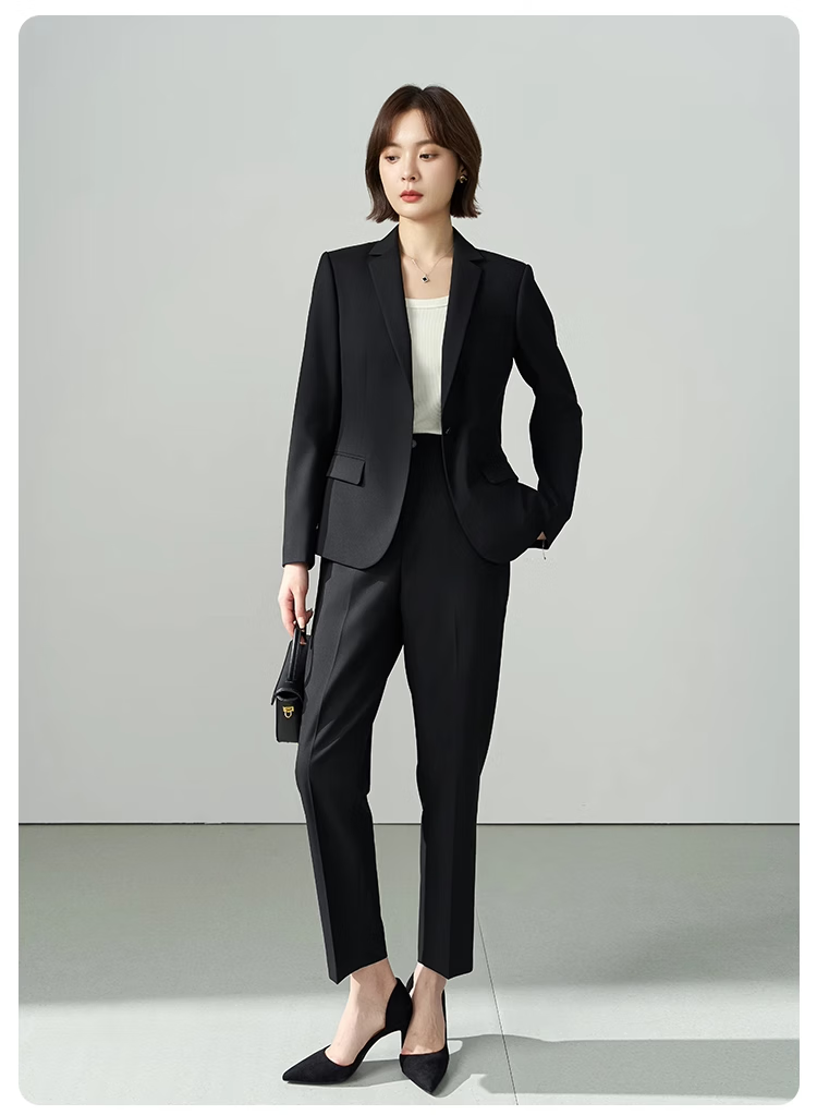 Miss Bird Lucky Series Black Professional Suit Set Women's Civil Service Interview Formal Commuter Elegant Blazer Set 11