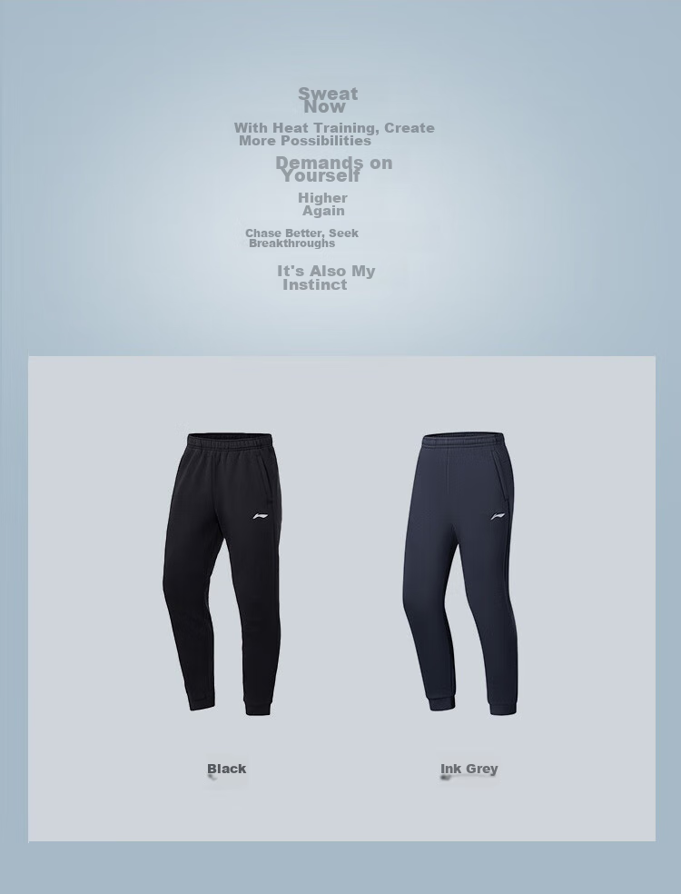 LI-NING Men's Autumn Winter Fleece-Lined Sports Pants Comfortable Warm Plus Size Casual Cotton Running Training Jogger Sweatpants 3
