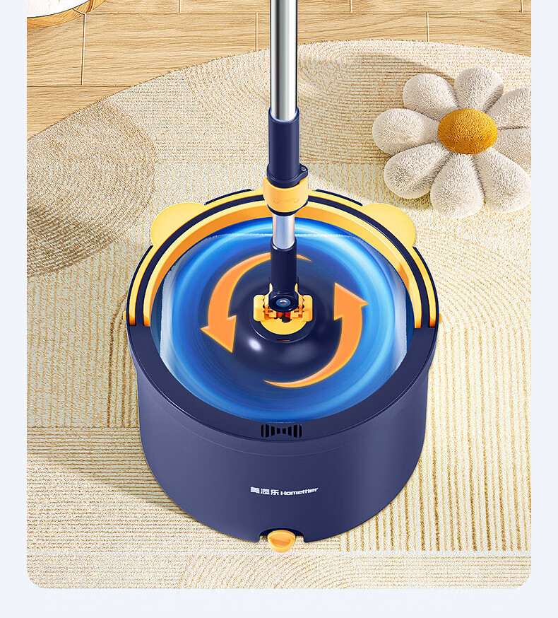 HoMettler Clean and Dirty Separation Spin Mop with 4 Mop Heads, Household One-Mop Cleaning, Hands-Free Washing, Flat Lazy Mop with Glass Cleaner Attachment 17
