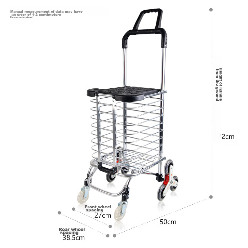 Xinyuechanghui Grocery Cart, Hand-Pulled Trolley, Portable Shopping Cart, Stair-Climbing Small Cart, Trailer with Cover, Rideable Mobility Cart F2020-8