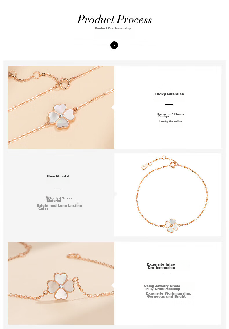 Grace Girl Diamond Four-Leaf Clover Bracelet Women's Fashion Luxury Jewelry Anniversary Birthday Gift for Girlfriend 4