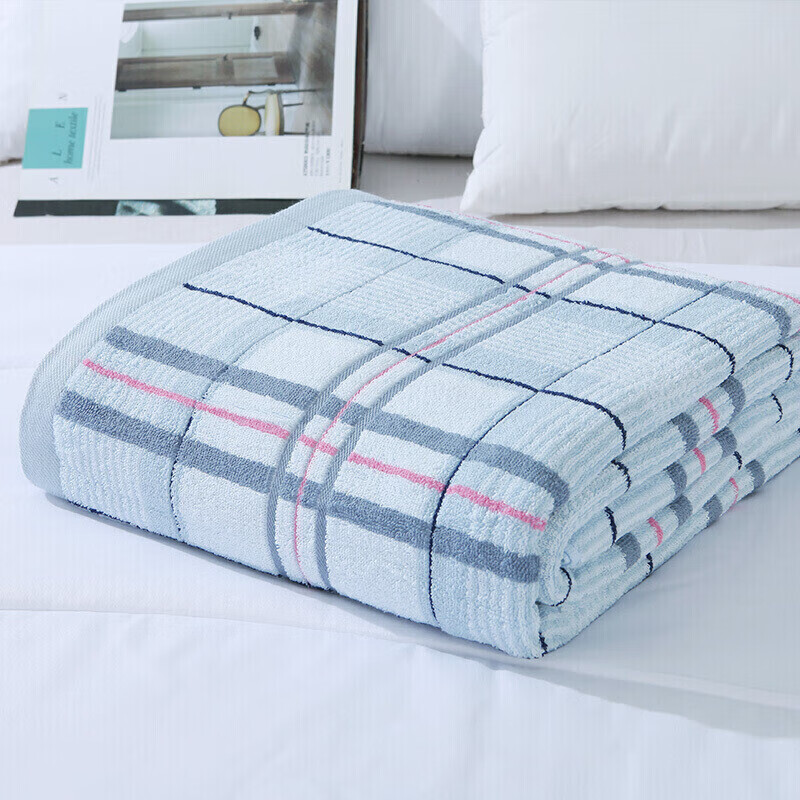 KING SHORE Pure Cotton Classic Plaid Towel Blanket, Washable Throw Blanket, Air Conditioning Quilt, Nap Cover, Class A Thickened Blanket, One Piece