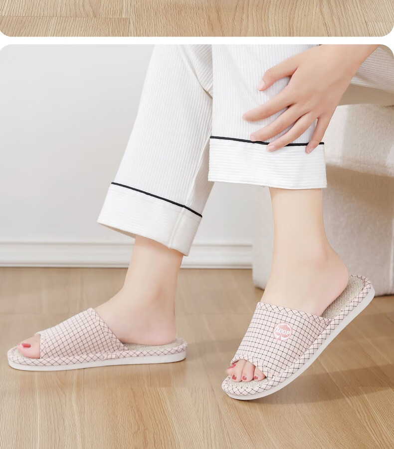 Huameijianbu Linen Slippers, Indoor Non-Slip, All-Season, Sweat-Absorbing, Breathable Cotton And Linen Slippers, HM6106, Gray, Size 42-43 15
