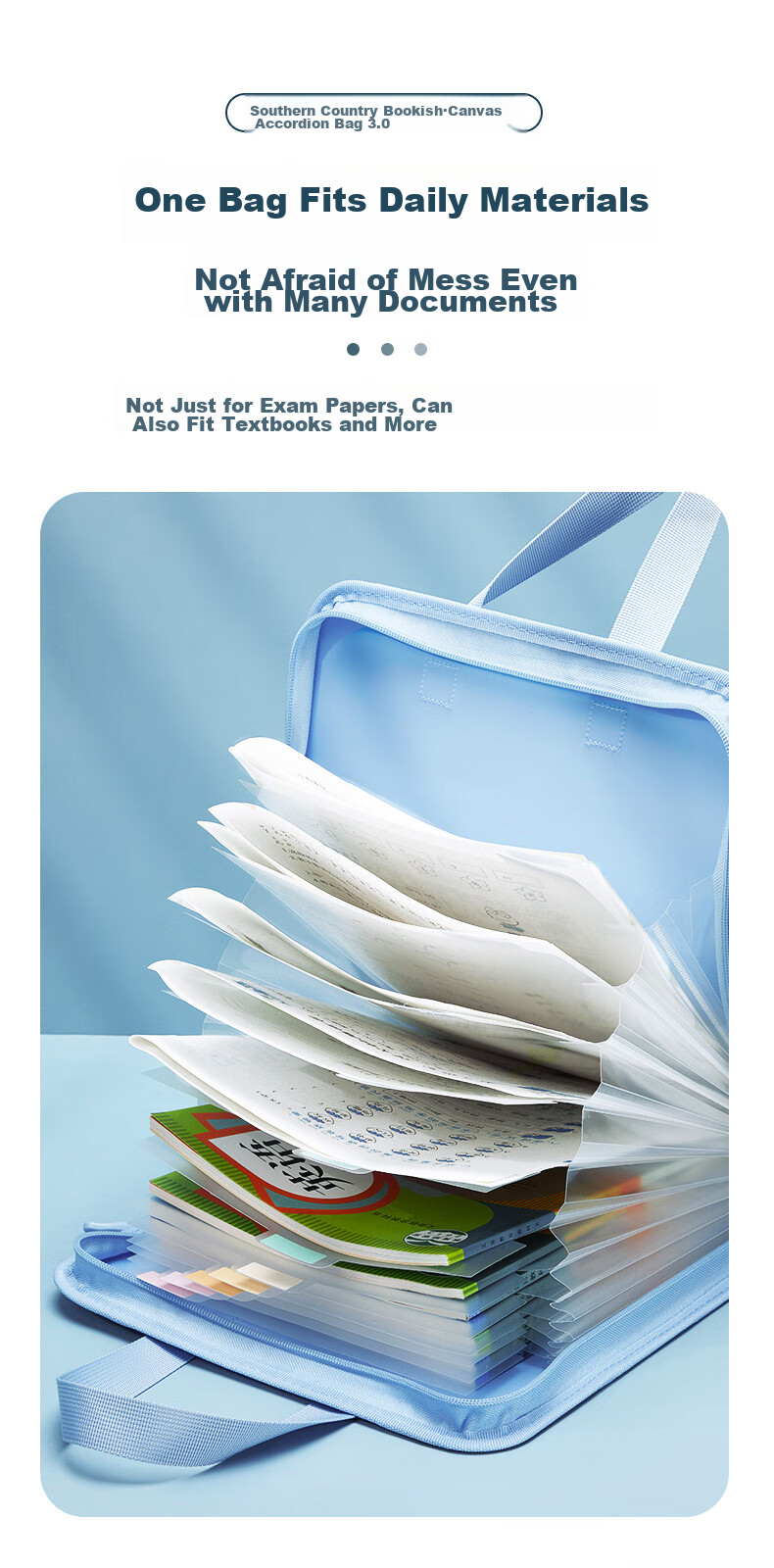 Nanguoshuxiang Vertical Accordion File Folder, A4 Large Capacity, 15 Layers, Classified Waterproof Fabric, Multi-Layer Document Folder, Suitable for Exam Season Students, Canvas Storage for Test Papers 6