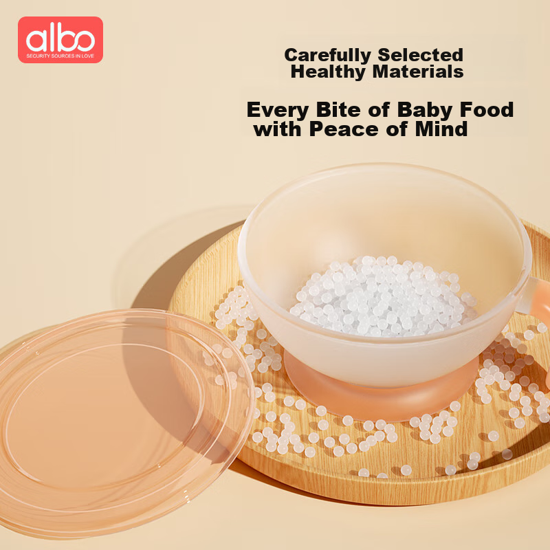 Детская посуда Albo CJ353, набор для кормления новорожденных, с ложкой и крышкой, PP, 260 мл, голубой