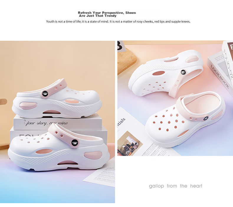 CARTELO Women's Perforated Shoes, Summer Sandals, Casual Slippers, Garden Dual-Use Beach Sandals for Women, 1463 White Pink, Size 37-38 10