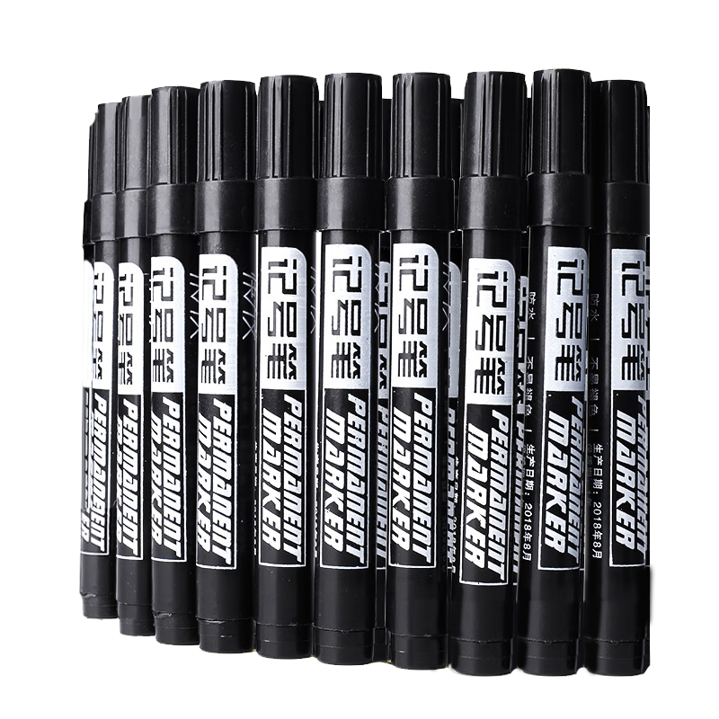 Jinzhi Black Thick-Tip Permanent Marker Pen, Upgraded Large Capacity Logistics Marker Pen Waterproof Express Signature Pen Check-In Pen Outlining Pen Office Supplies 50-Pack