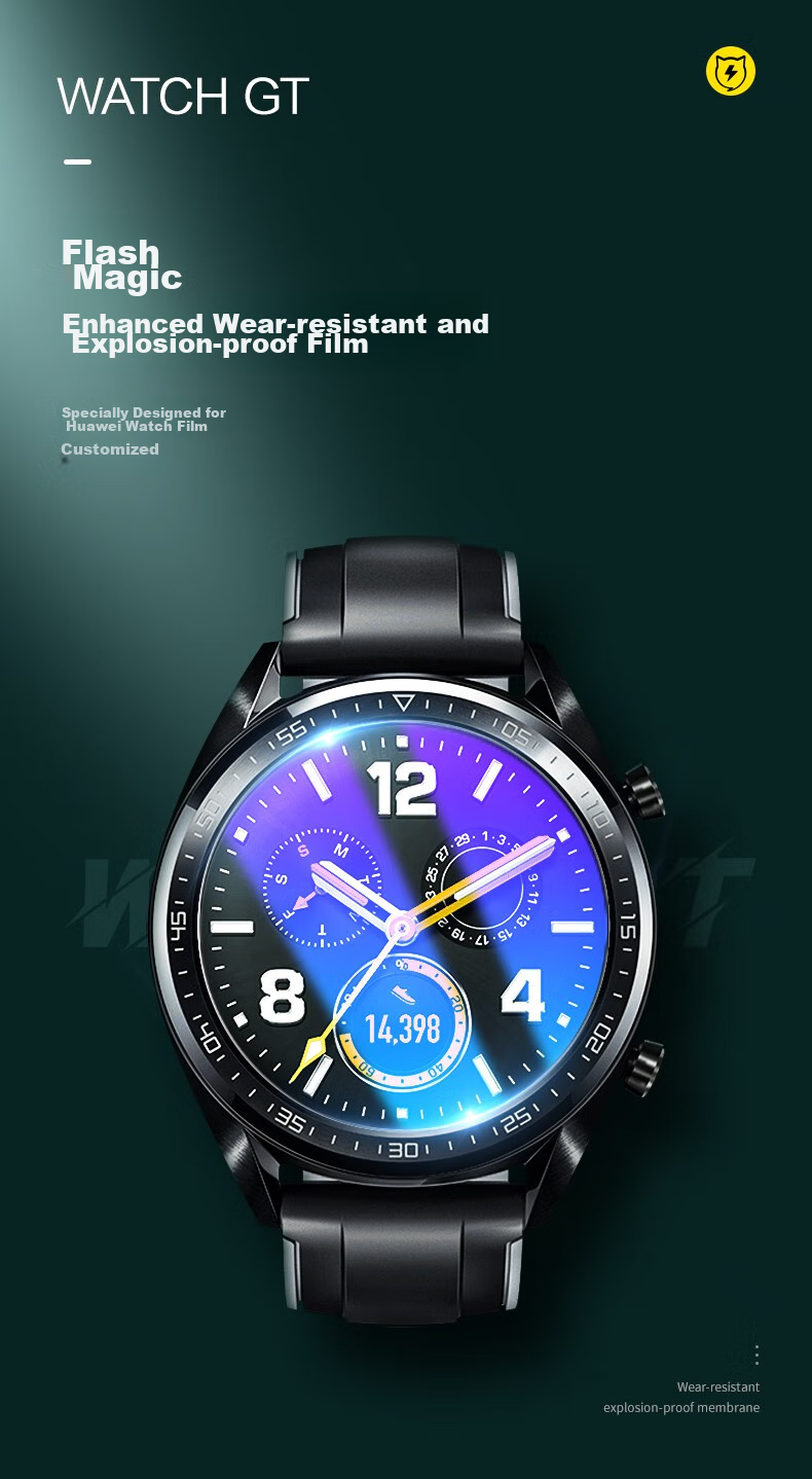 Shanmo Tempered Glass Screen Protector for Huawei WATCH GT5/4/4s/5/5 Pro, Protective Film for Smartwatch, Anti-Scratch, Shockproof, Wear-Resistant, Full Coverage, HD Glass Film, 46mm 2