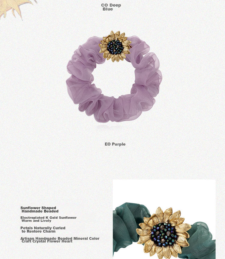 She's Headpiece, Van Gogh Sunflower Handmade Beaded Crystal-Like Hair Tie, Birthday Gift for Girlfriend 10