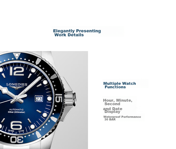 LONGINES Swiss Watch, Conquest Diving Series, Men's Steel Strap Mechanical Watch L37424566 9