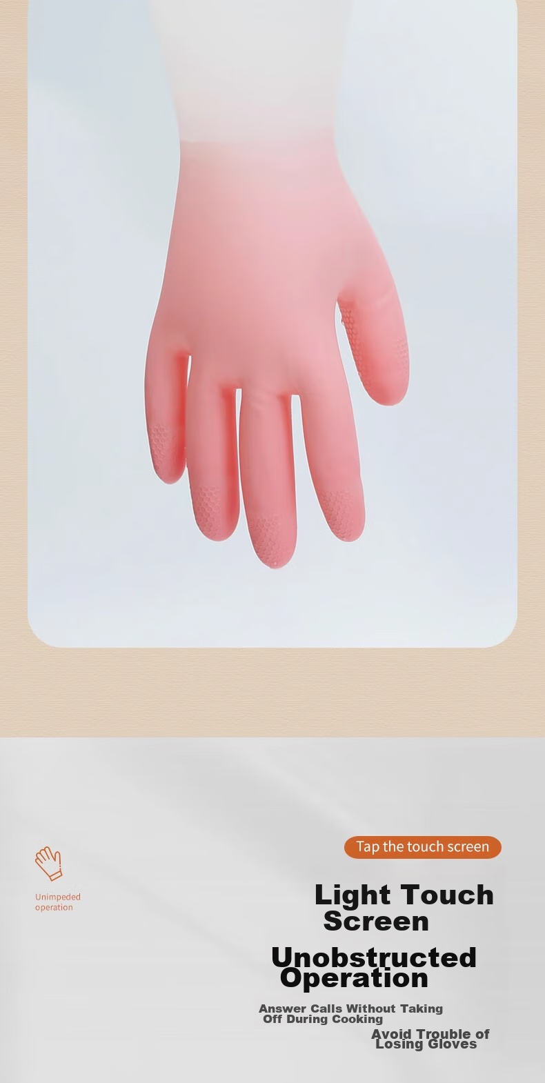 Guangduola Extended Nitrile Household Dishwashing Gloves Waterproof Anti-Slip Kitchen Cleaning Gloves 2 Pairs 9