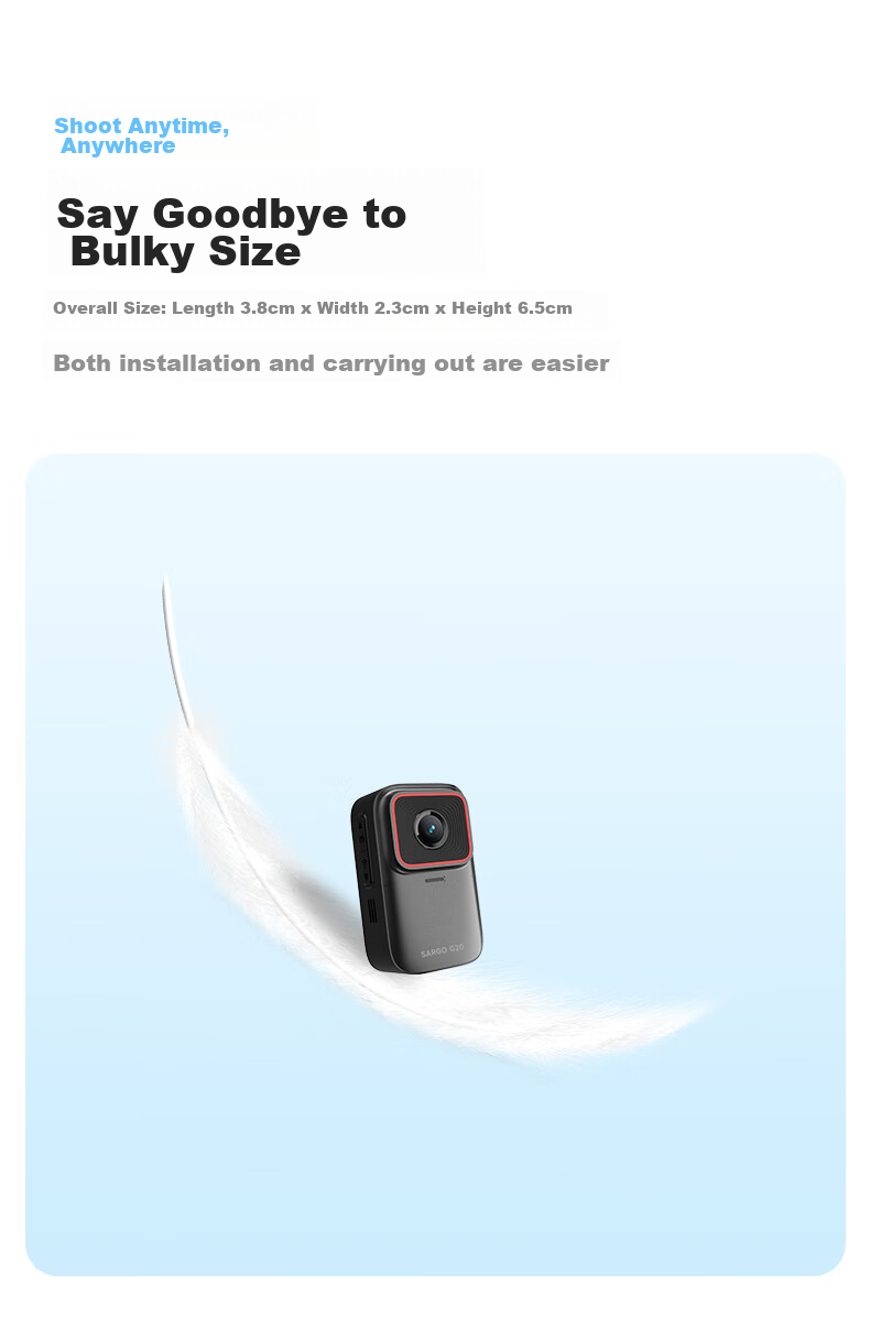 Shangou G20 Thumb Action Camera, Touchscreen 4K Enhanced Anti-Shake Portable Recorder, VLOG Shooting Outdoor Cycling Fishing Travel First-Person View Pre-Record Action Camera 64GB 5