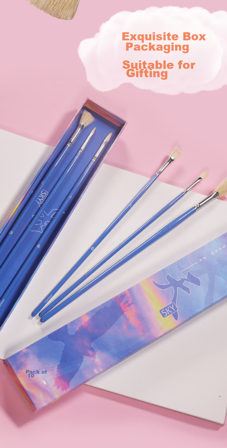 Marie's Acrylic Paint Brush Set, 10-Piece Nylon Brushes, Line Drawing Pens, Fan-Shaped Brushes, Flat Brushes Set, Student Exam Children's Art Drawing Brush Set G1611 Sketching Markers Painting 6