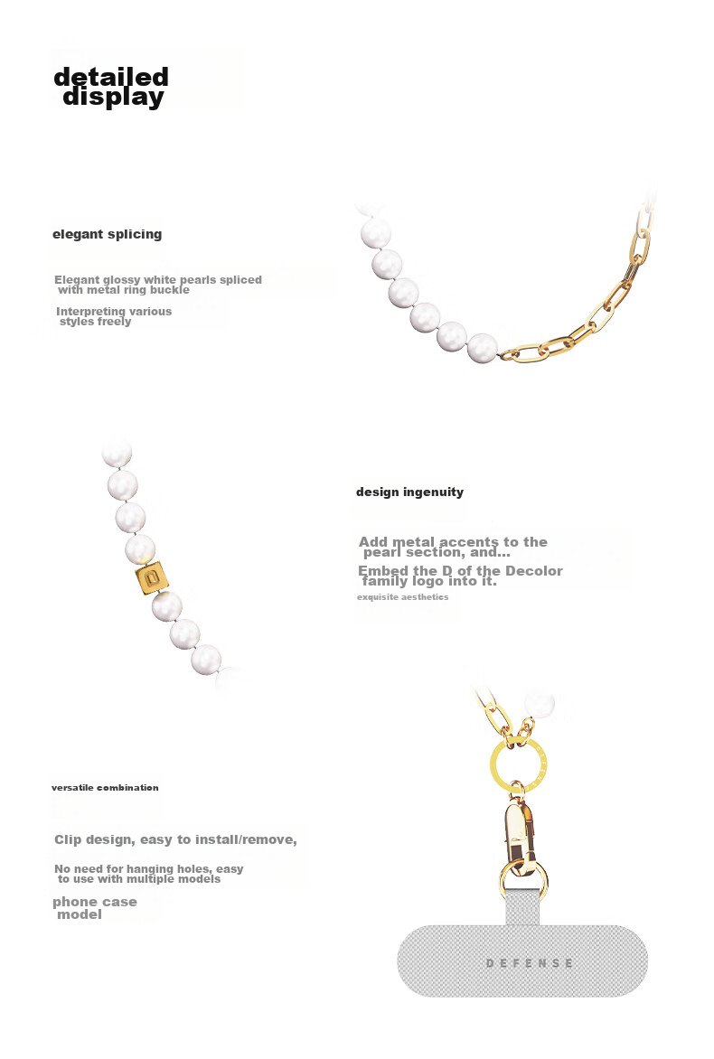 DEFENSE Udemos Phone Lanyard Colorful Bracelet Short Anti-Loss Design Fashionable Portable Phone Strap Bracelet Pearl Bracelet Right Shadow Flowing Gold 3