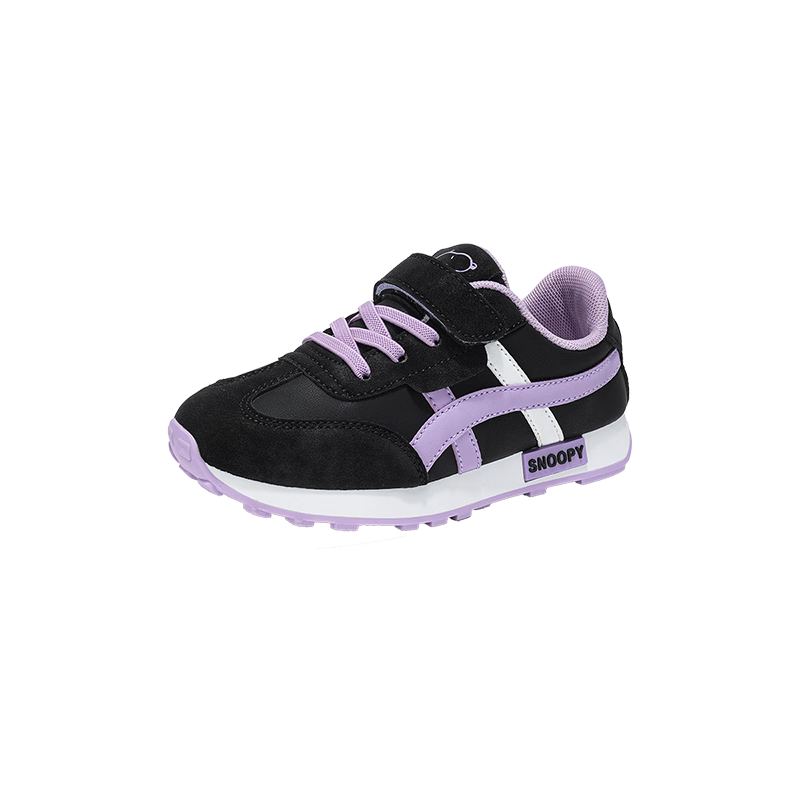 SNOOPY Children's Sports Shoes, Soft-Soled Comfortable Casual Shoes for Boys And Girls, Lightweight Running Shoes, 0367 Black Purple, Size 30