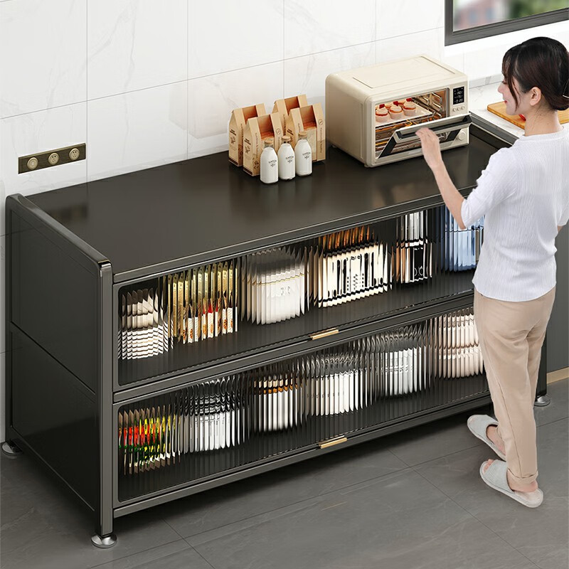 Jiabangshou Kitchen Utensil Storage Rack, Floor-Standing Multi-Tier Household Storage Cabinet, Multifunctional Dish Organizer, Cupboard, Storage Cabinet