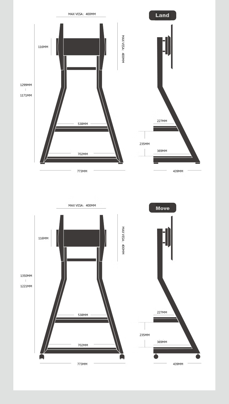 FITUEYES Artistic TV Stand for 45-65 Inch Mobile TVs, Eiffel Series TV Cabinet, Universal TV Mount for Multiple Brands 20