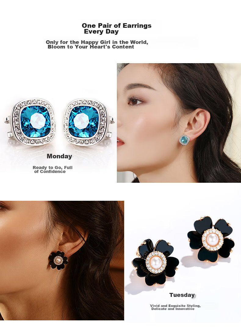 Dairuo No-earhole Ear Clips for Women, One-Week Earring Set, Face-Slimming Effect, Elegant And Luxurious Jewelry, Birthday Gift for Girlfriend 4