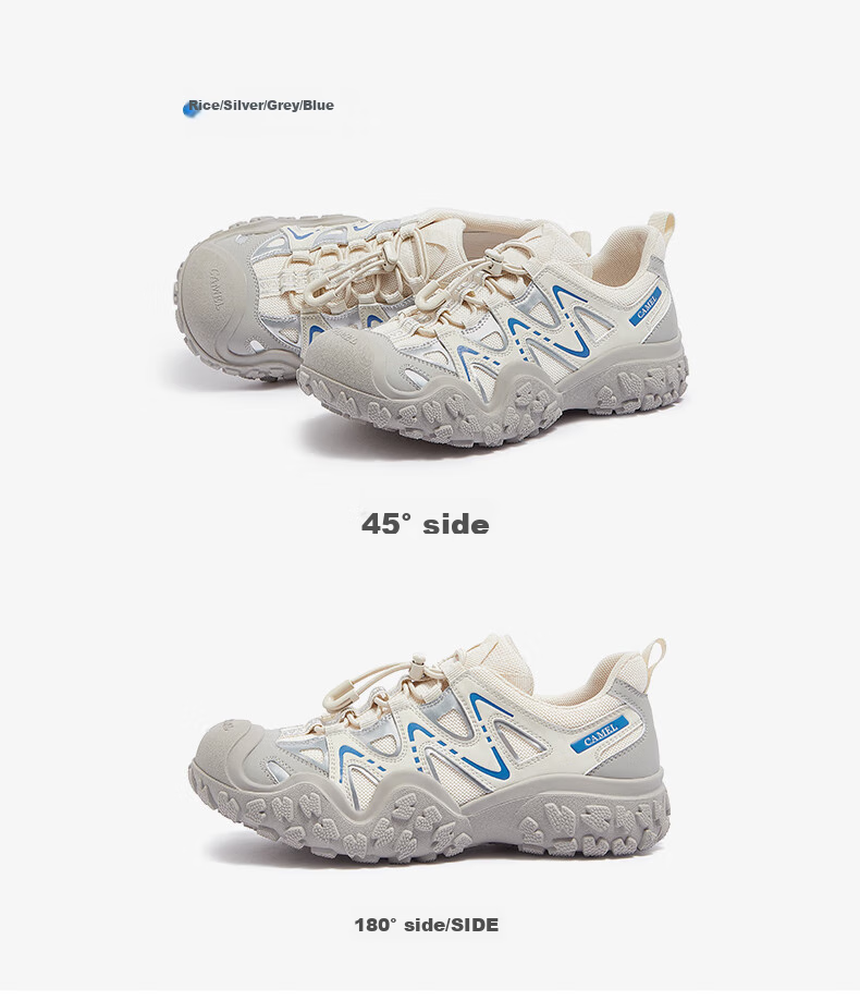 CAMEL Ugly-Cute Hiking Shoes for Women, Fashionable Color-Block Outdoor Casual Shoes L24S076620 Beige/silver/black 40 58