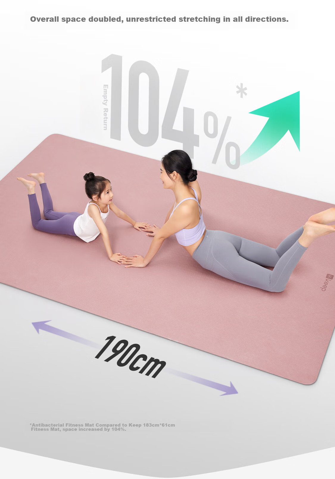 Keep Family Antibacterial Yoga Mat, Extra Large, Thickened And Extended, Antibacterial Non-Slip Soundproof Floor Mat for Exercise, Pilates And Fitness 13