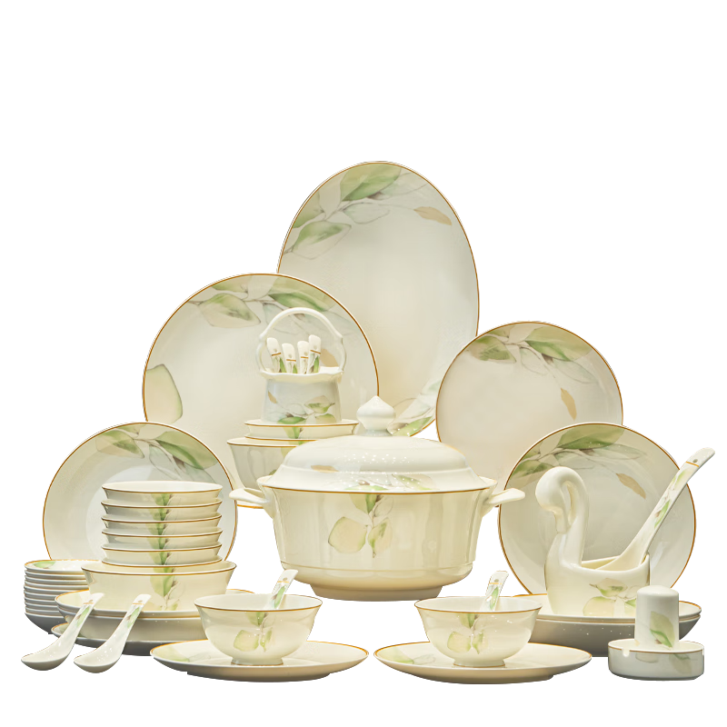 Yunzhihe Underglaze Color Bowl and Plate Set Dinnerware Complete Set Jingdezhen Ceramic Plates Bowls New Wedding Housewarming Gift
