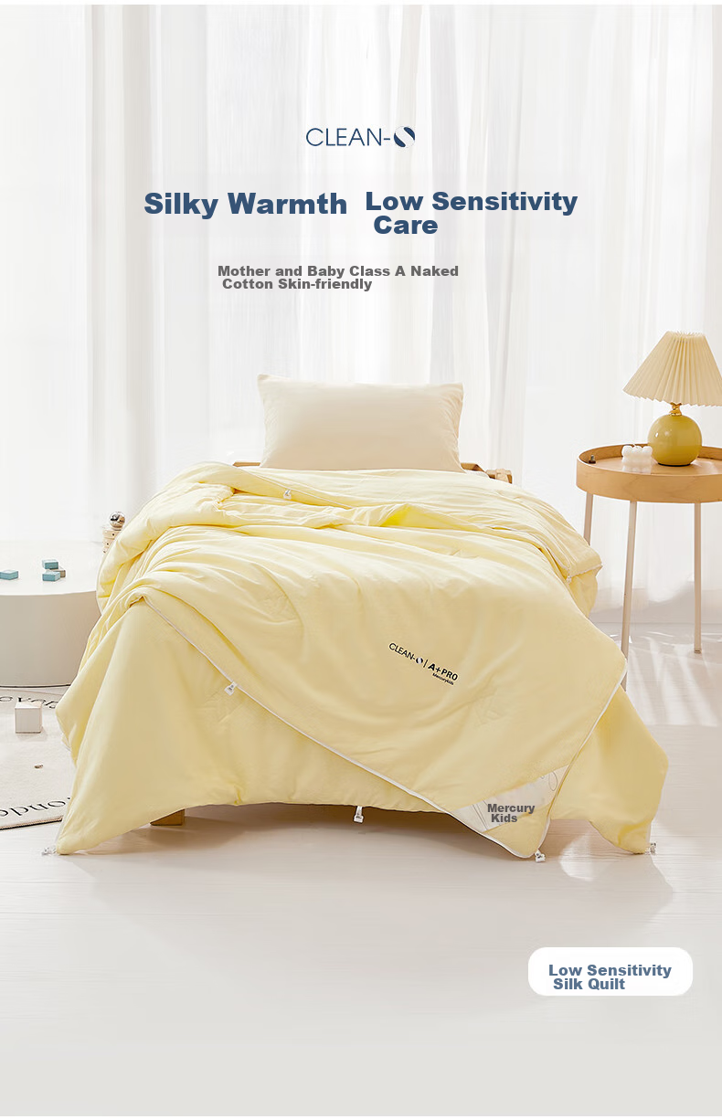 MERCURY Kids A+Pro Pure Cotton Antibacterial Hypoallergenic Silk Spring And Autumn Comforter for Children (Cream Pink), 120cm × 150cm, Class A 2