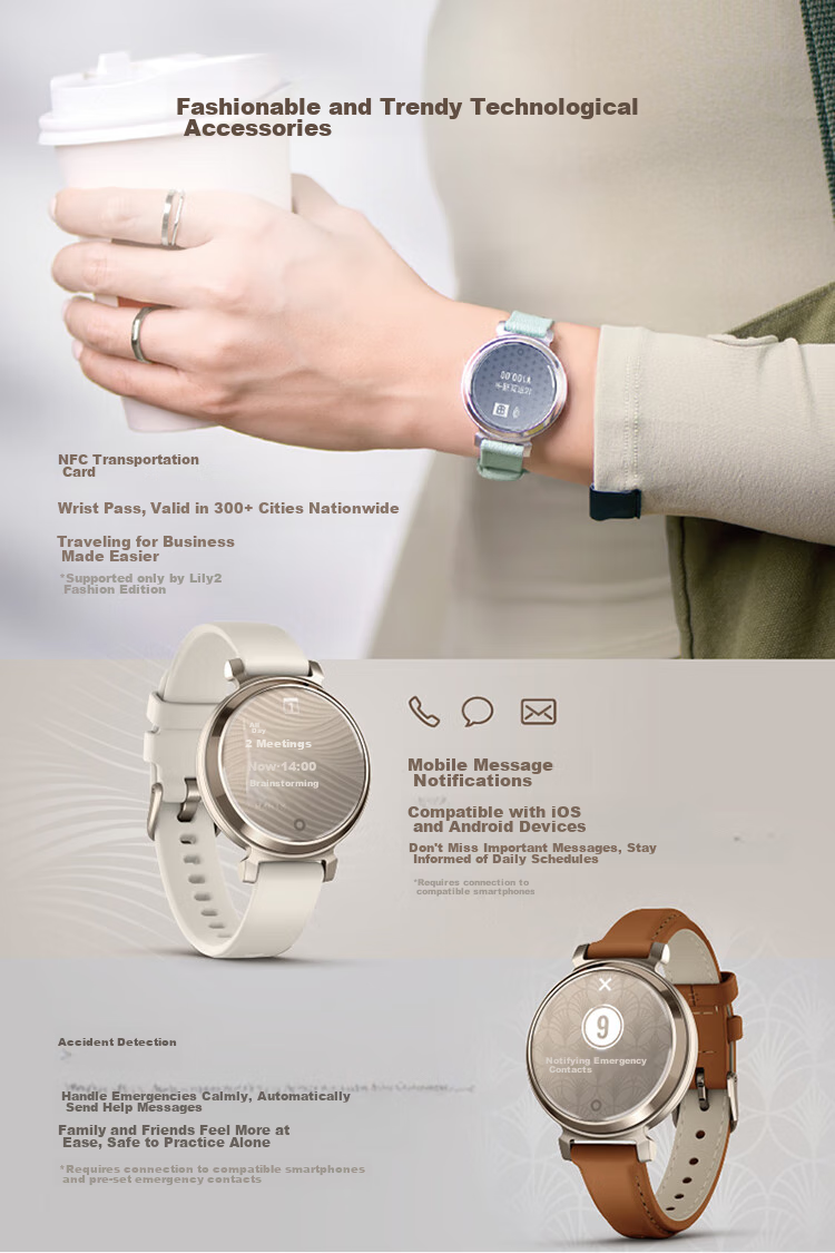 GARMIN Lily 2 Active Stylish Touchscreen Heart Rate And Blood Oxygen Running Outdoor Sports Smartwatch, Retro Gree 13