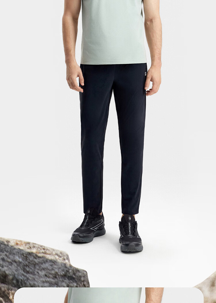 FILA Official Men's Knitted Pants, Summer Basic Simple Straight-Leg Sports Fitness Trousers 14