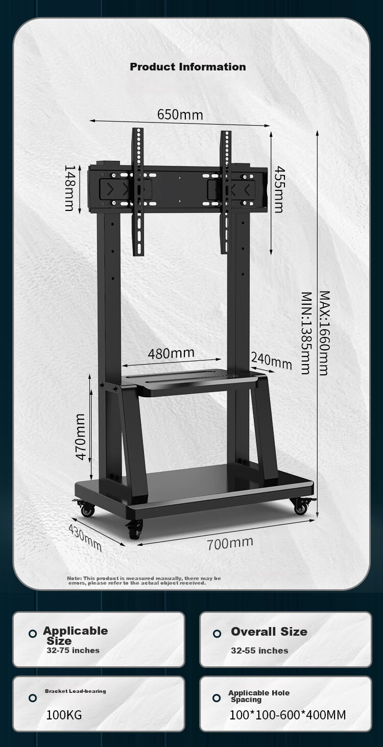 ProPre TV Mobile Stand, 55-100 Inch Large Screen Floor-Standing Integrated TV Bracket, TV Cart, Video Conference Stand 7