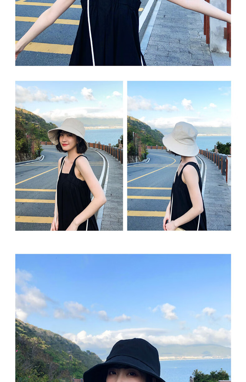 XUEXIMAN Solid Color Fisherman Hat Women Korean Style Versatile Japanese Sun Protection Sunshade Bucket Hat Slim Face Bare Face Hat 7