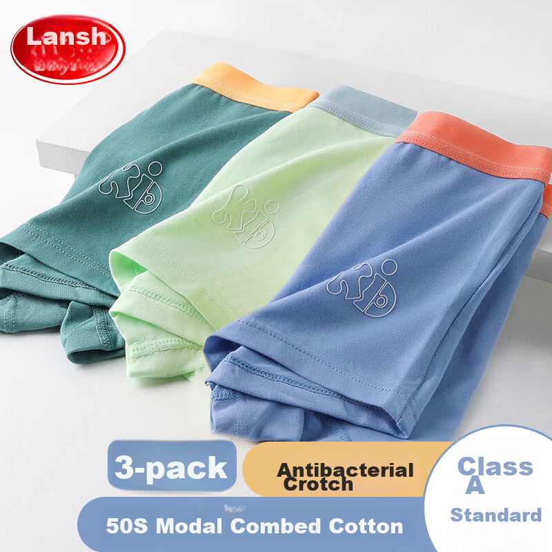 LangSha Boys' Cotton Underwear, Plain Color Boxer Briefs, Class A Standard, for Older Children, Breathable And Comfortable Shorts, Size 120