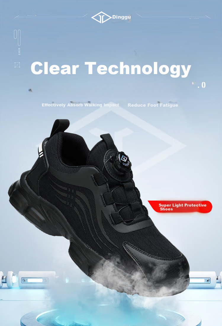 Dinggu Safety Shoes for Men, Anti-Smashing, Puncture-Resistant, Soft Sole, Comfortable Work Boots, Black All-Season Style with Smart Buckle, 1105hei41 1