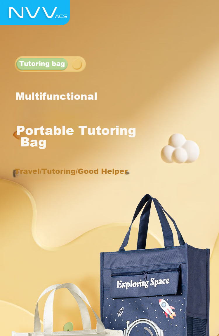 NVV Tutoring Bag, Art Bag for Primary School Students, Handbag, Book Bag, Study Bag, Exam Paper Storage Bag, Homework Handbag, Document File Bag, Astronaut Design NR-D02A 1