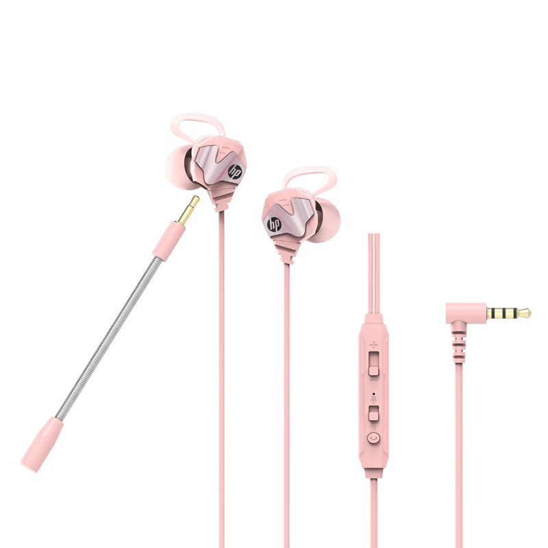 HP DHH-3112 Wired Earphones, In-Ear Noise-Cancelling Dual-Coil Computer And Mobile Phone Universal Study Office Entertainment E-Sports Gaming Music Headphones [Pink]