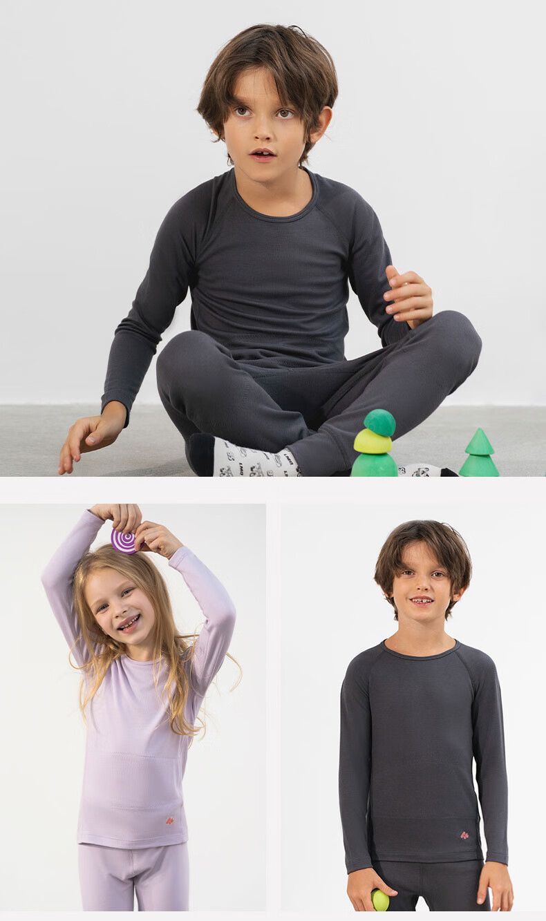 Aimer Kids Extra Warm Moisture-Wicking Thermal Underwear for Girls, Double-Layer Belly And Neck Protection, Purple Autumn Top, Size 140 13