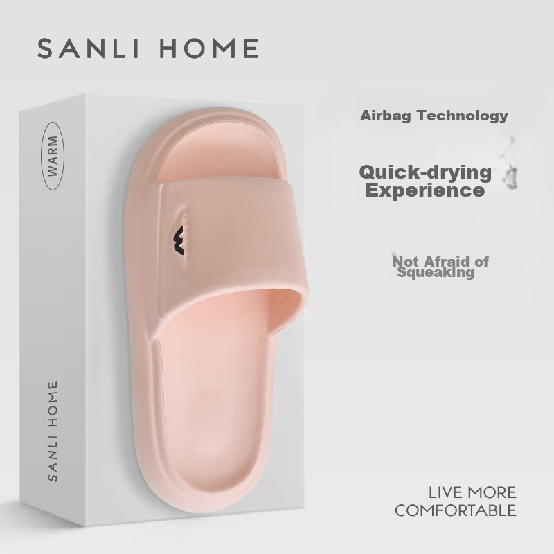 Sanli Slippers for Women, Summer Indoor Home Bathroom Shower Non-Slip EVA Couple Sandals for Men, Pink, Size 36/37