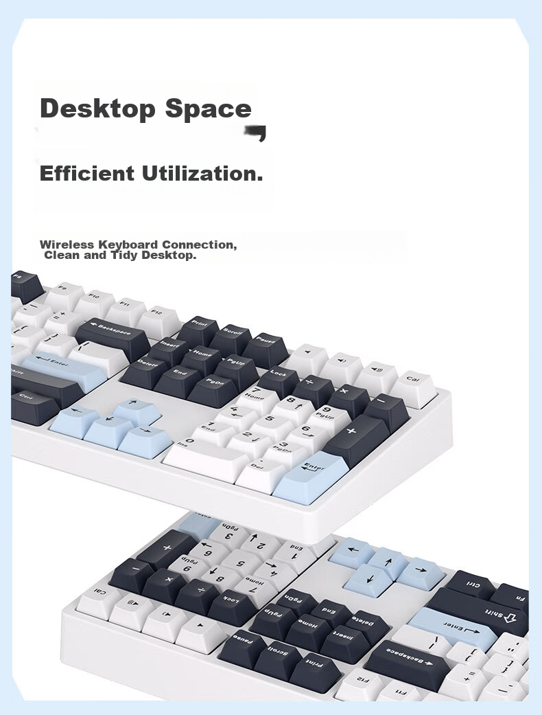 Ikbc Z108 Wireless Mechanical Keyboard, 108 Keys, Gaming And Office Keyboard with Good Typing Feel, Computer Peripheral, Dark Blue And Berry Red Switches, Wireless 5