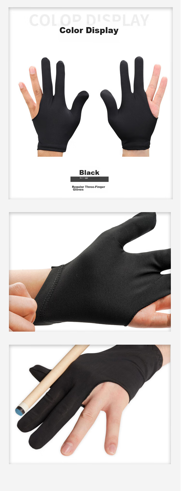 LIVEX Billiard Three-Finger Gloves, Billiard Gloves for Men And Women, Universal Left And Right Hand Gloves, Breathable Fingerless Gloves 8