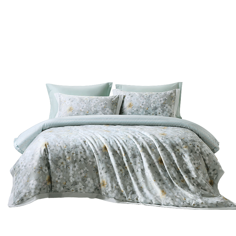 FUANNA Cotton Bedding Set, 100% Cotton Bed Sheet And Duvet Cover for Single Or Double Bed, Soft And Comfortable, 203*229cm, Gree