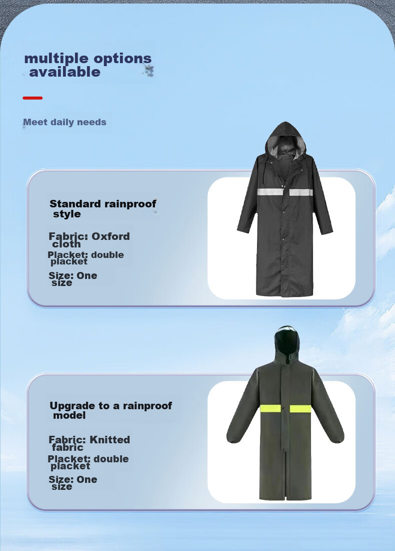 Leyoubaiyi Long Trench Coat One-Piece Raincoat, Army Green, Adult Men And Women Reflective Waterproof Flood Prevention Rain Poncho Constructio 10
