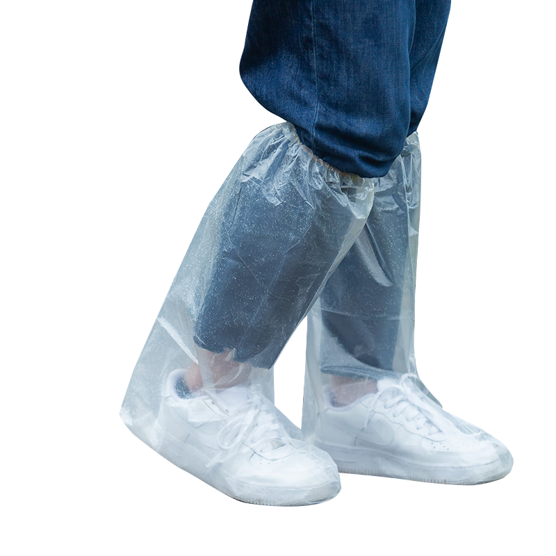 BWNK Disposable Rain Shoe Covers, Thick Waterproof Non-Slip Rain Boots for Men And Women, Long Plastic Overshoes for Rainy Days, Pack of 20