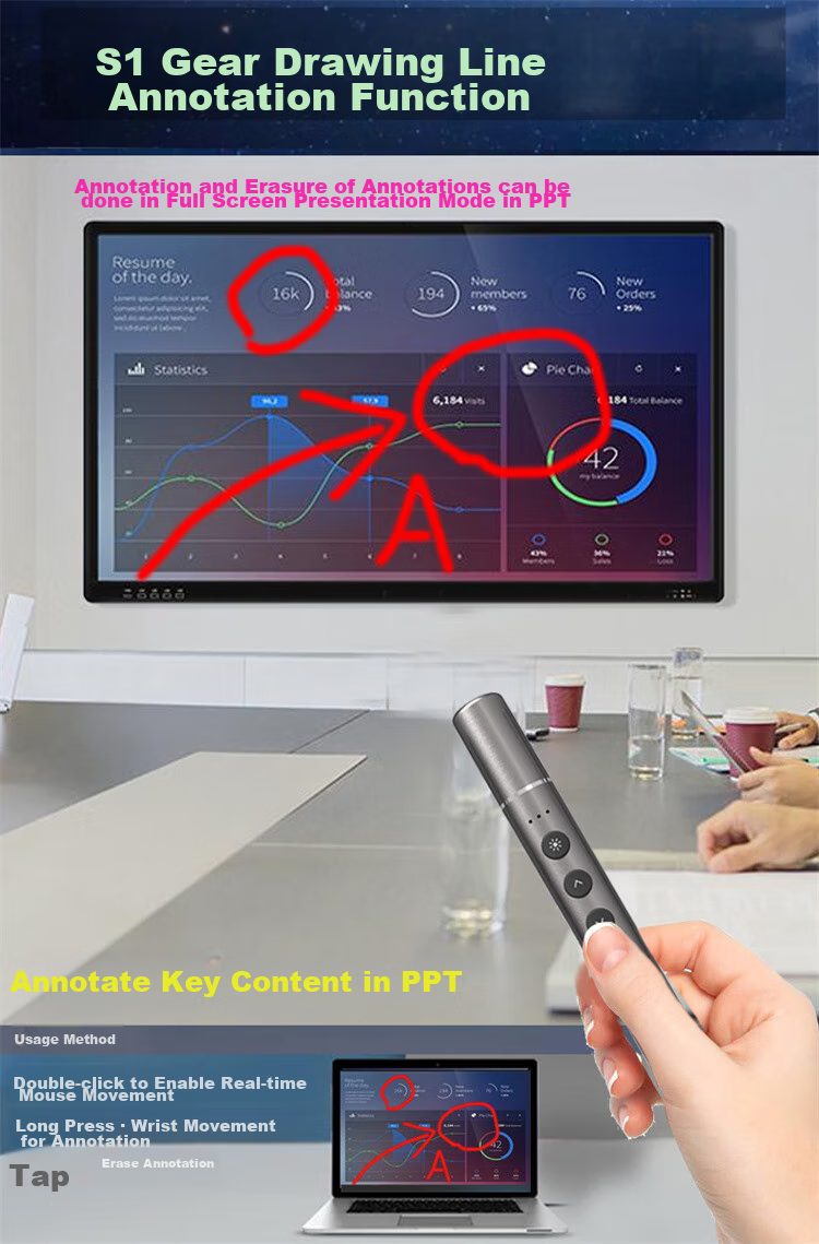 Noomya N99 AI Voice Typing Wireless Amplified Page-Turning Pen with Microphone for Teachers, Multifunctional Page-Turning Pen with Microphone, Laser Pointer, Whiteboard Writing And Line Drawing 7