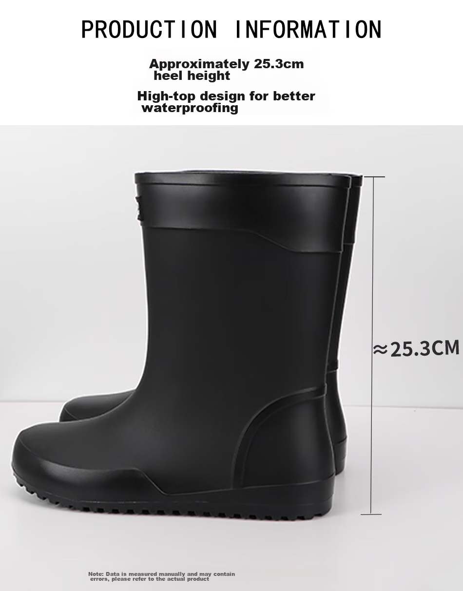SooGree Men's Mid to High-Top Rain Boots, Stylish Wear-Resistant Waterproof Non-Slip Beach Shoes, Protective Work Shoes for Food Delivery 7