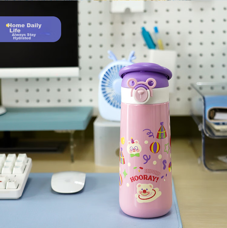 LOCK&LOCK Children's Insulated Cup, Elementary School Student Sports Water Bottle, Kindergarten Straw Cup, 316L Stainless Steel Cup, Blue, 500ML 12