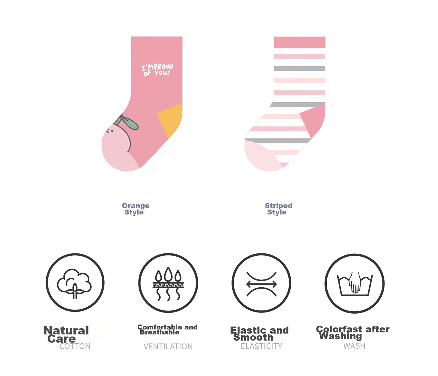 Banbi Children's Socks, Autumn And Winter, for Girls And Older Children, Students, Spring And Autumn, Seamless Mid-Calf Cotton Socks, BB2363, Size 18-20 2