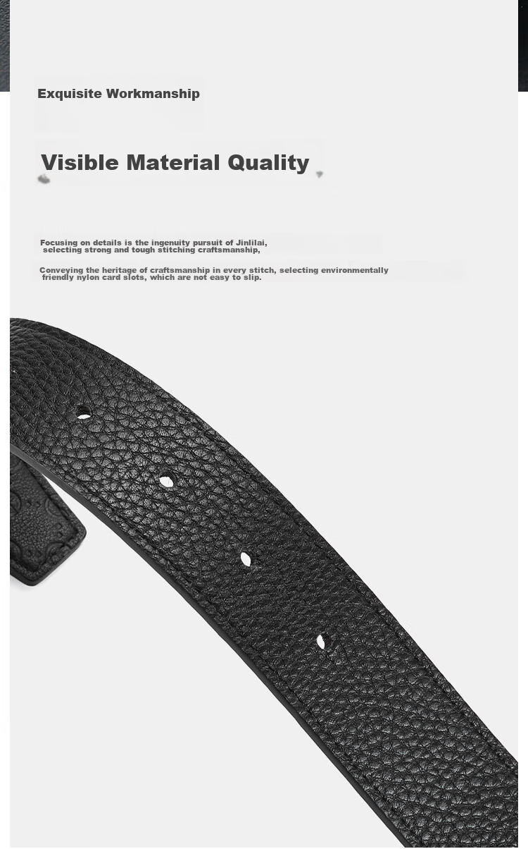 Goldlion Men's Buckle Leather Belt, Top-Grain Cowhide Smooth Buckle Waistband, Casual Trouser Belt Gift Box, Birthday Gift 6