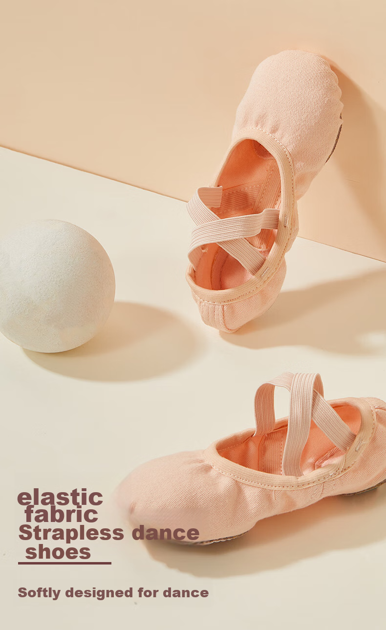 TIEJIAN Dance Shoes, Elastic Fabric Ballet Practice Shoes, Adult Cat Paw Shoes, Children's Chinese Dance And Body Movement Shoes, Camel Color, Size 36 1